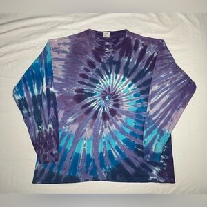 Sun Dog Tie Dye T Shirt Swirl Pattern Hand Dyed Purple Single Stitch Tee XXL